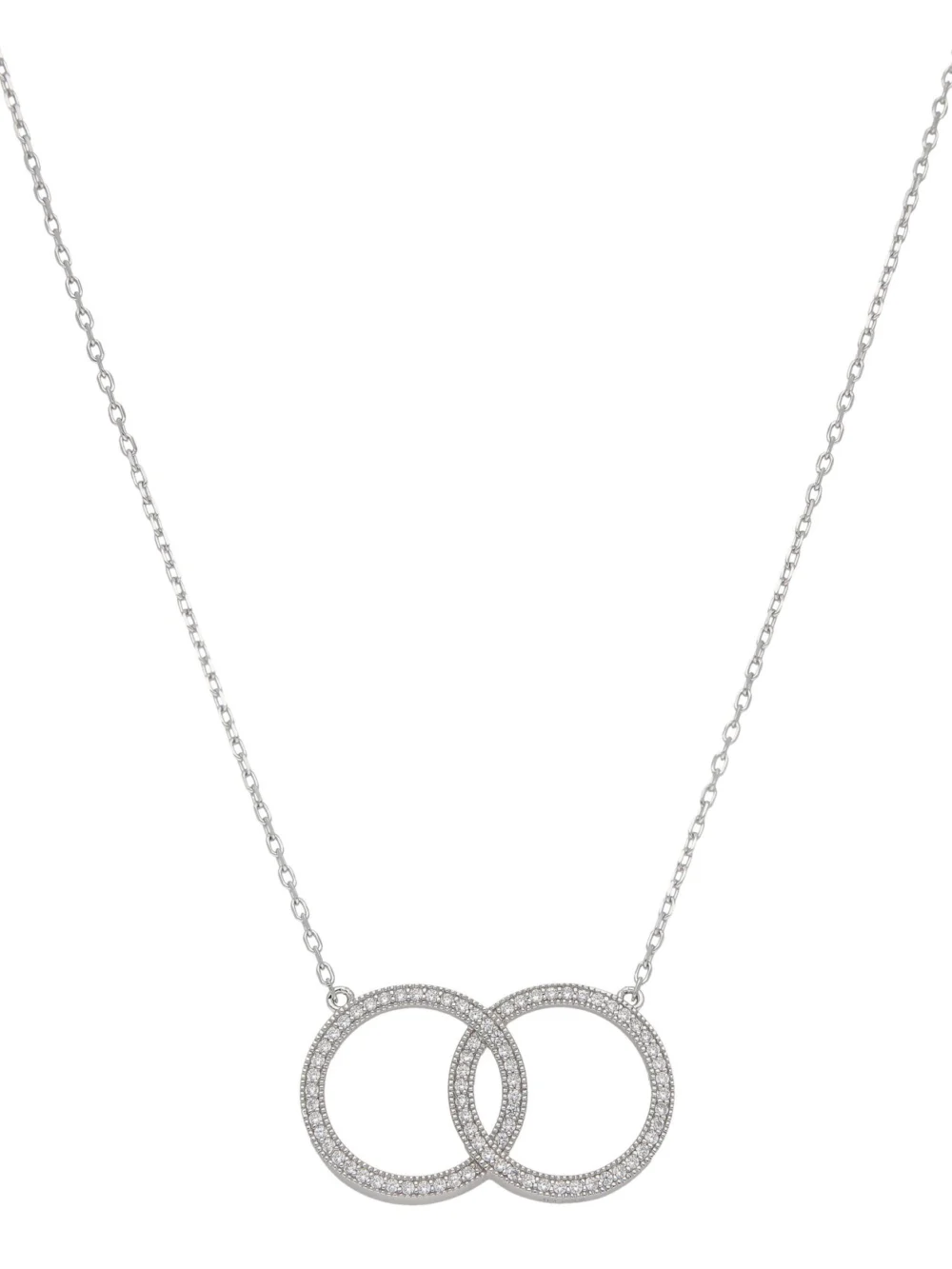 William May Sterling Silver 18" Gemstone Entwined Double Circle Necklace