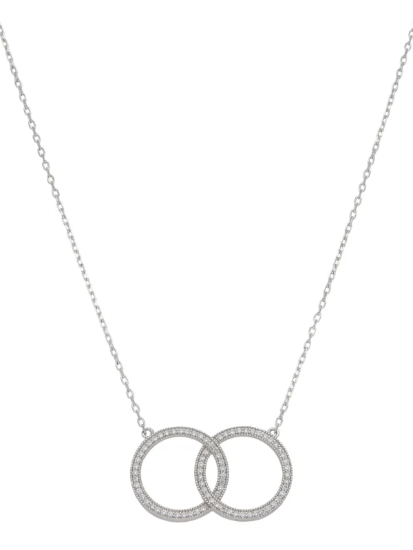 William May Sterling Silver 18" Gemstone Entwined Double Circle Necklace