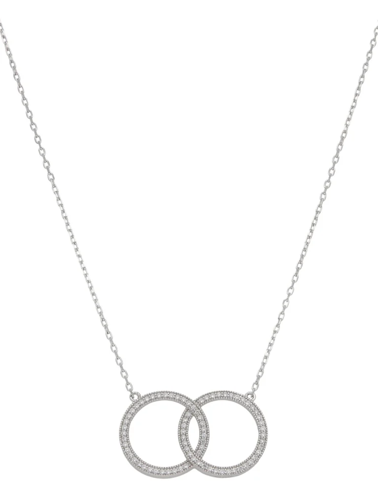 William May Sterling Silver 18" Gemstone Entwined Double Circle Necklace