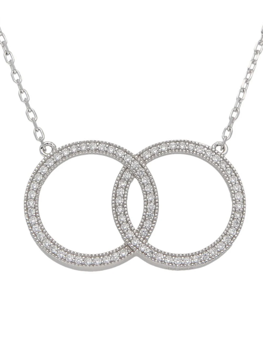 William May Sterling Silver 18" Gemstone Entwined Double Circle Necklace, view 2
