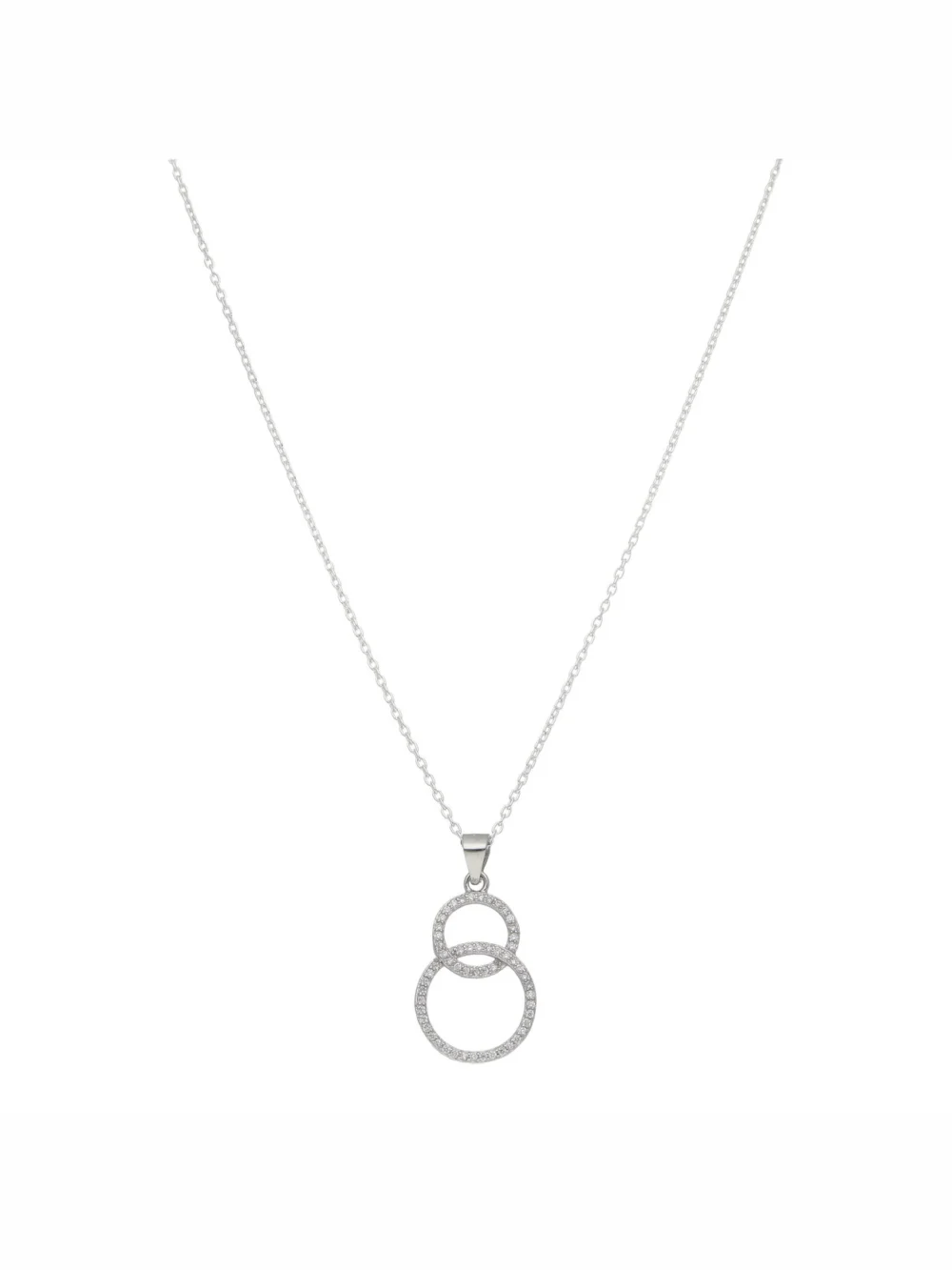 William May Sterling Silver 18" Gemstone Stacked Double Circle Necklace