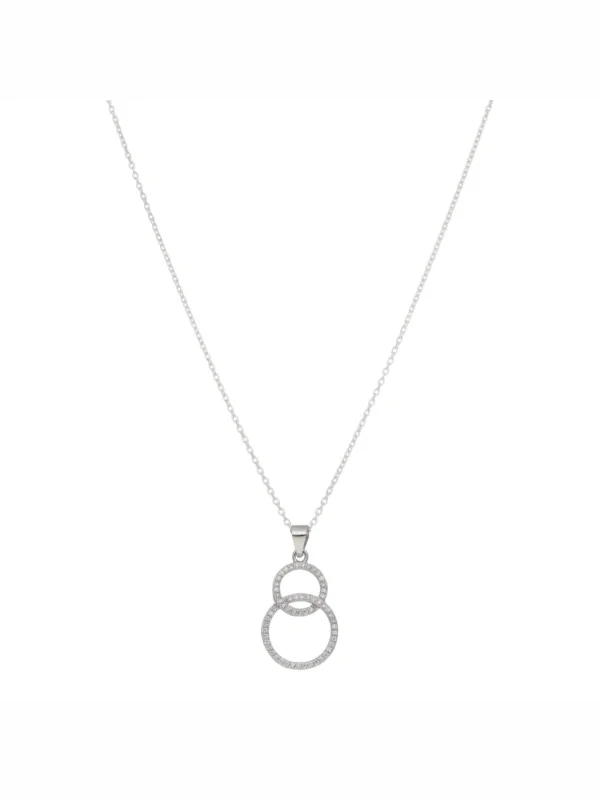 William May Sterling Silver 18" Gemstone Stacked Double Circle Necklace