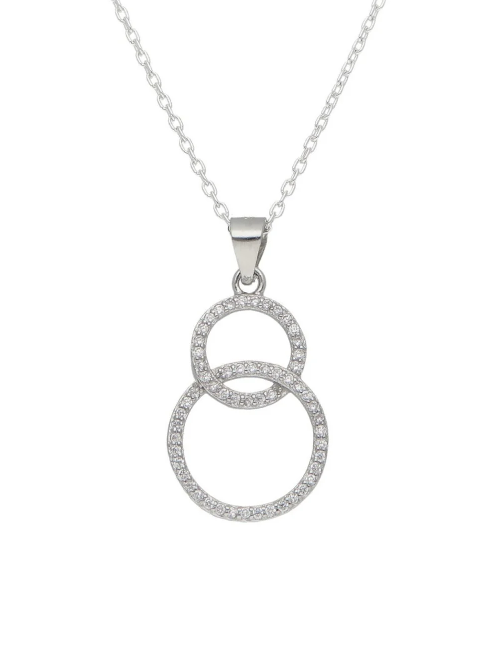 William May Sterling Silver 18" Gemstone Stacked Double Circle Necklace, view 2