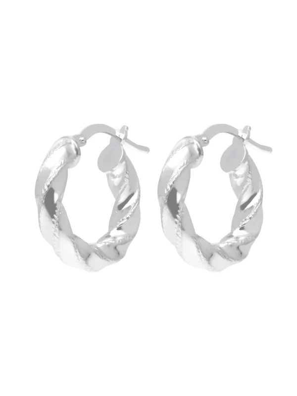 William May Sterling Silver 18mm Twist Hoop Creole Earrings