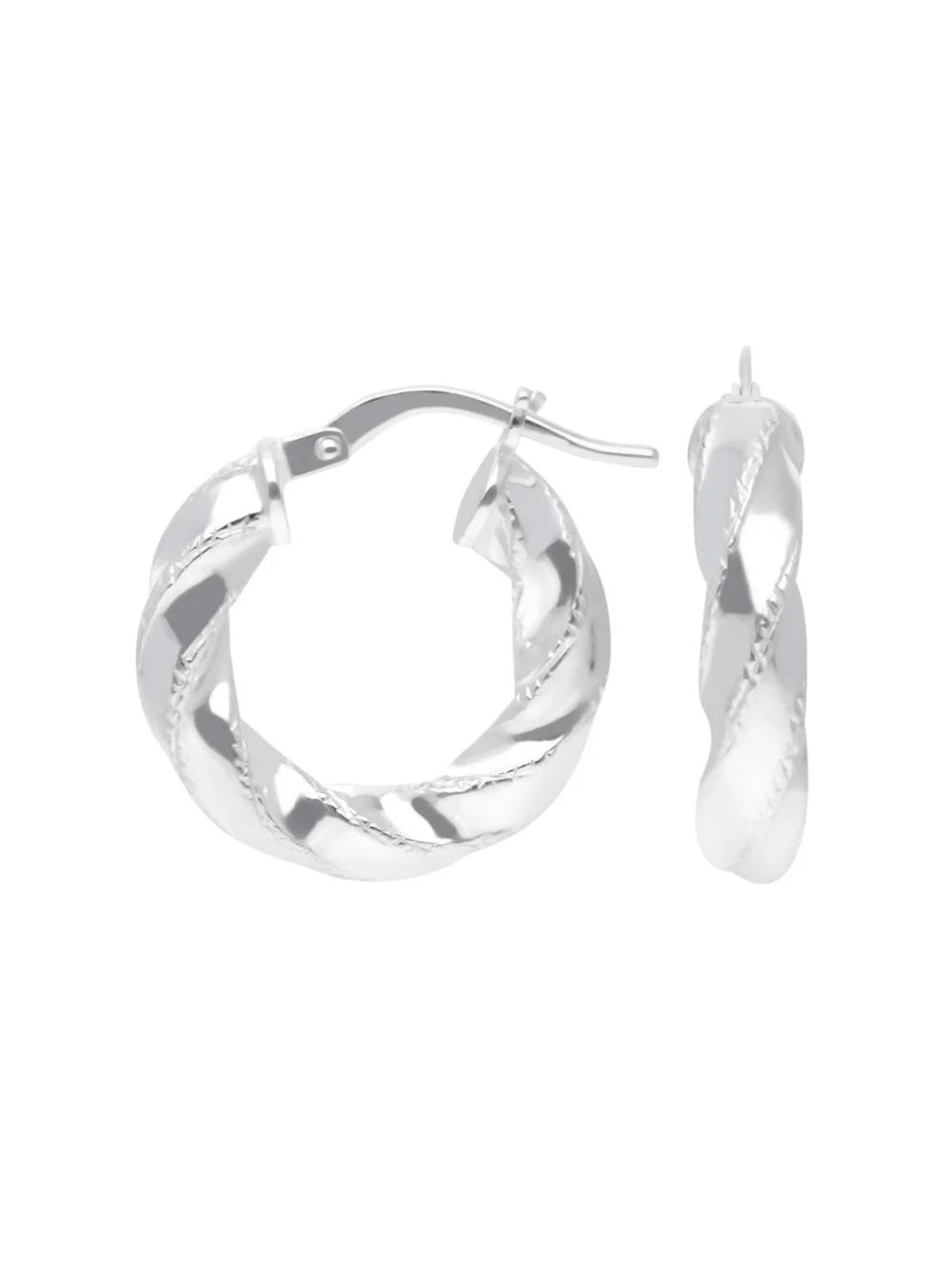 William May Sterling Silver 18mm Twist Hoop Creole Earrings, view 2