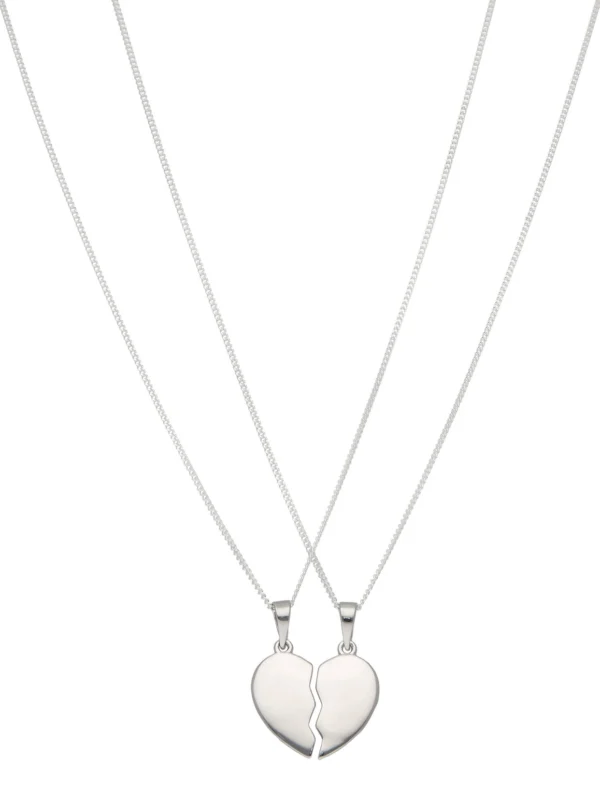 William May Sterling Silver 2-Part Polished Heart Friendship Necklace