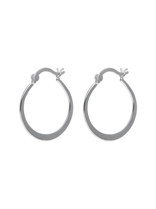William May Sterling Silver 22mm Graduated Flat Hoop Creole Earrings