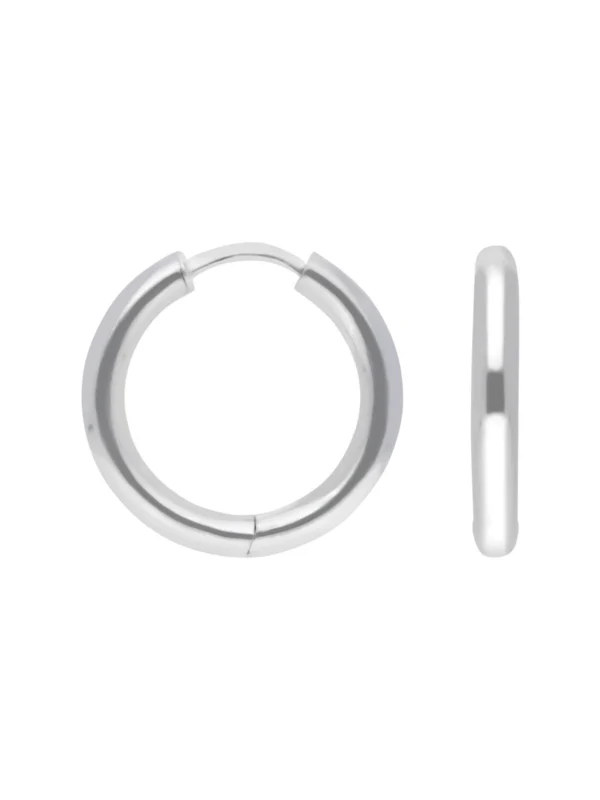 William May Sterling Silver 25mm Clicker Huggie Hoop Earrings