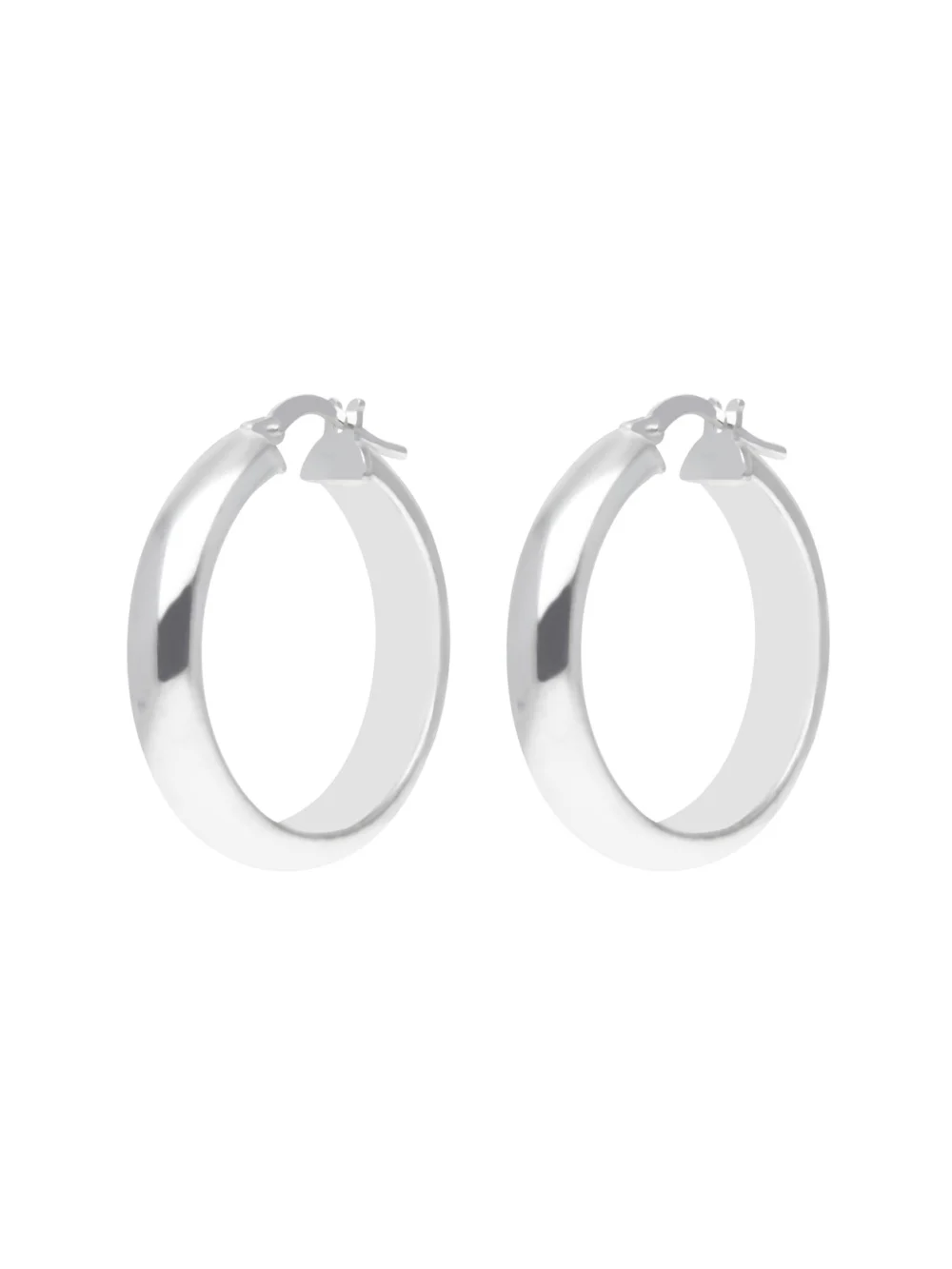 William May Sterling Silver 25mm Round Chunky Hoop Earrings, view 3