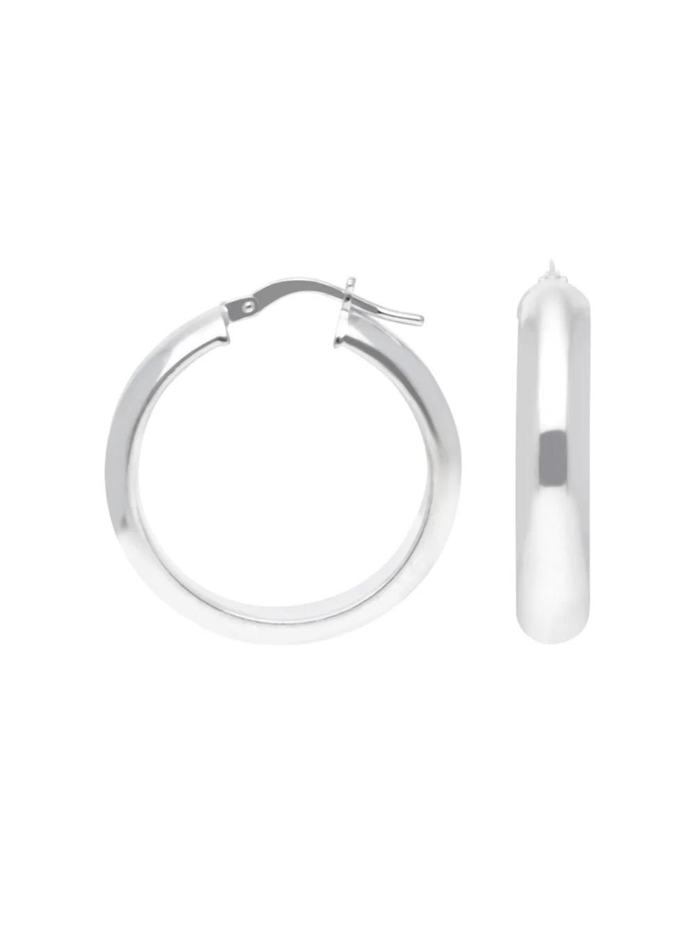 William May Sterling Silver 25mm Round Chunky Hoop Earrings, view 4