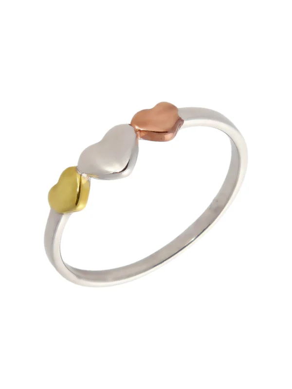 William May Sterling Silver 3 Colour Hearts Ring