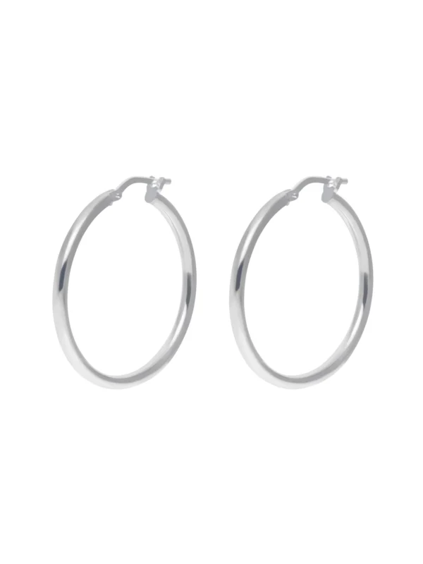 William May Sterling Silver 30mm Slim Hoop Creole Earrings