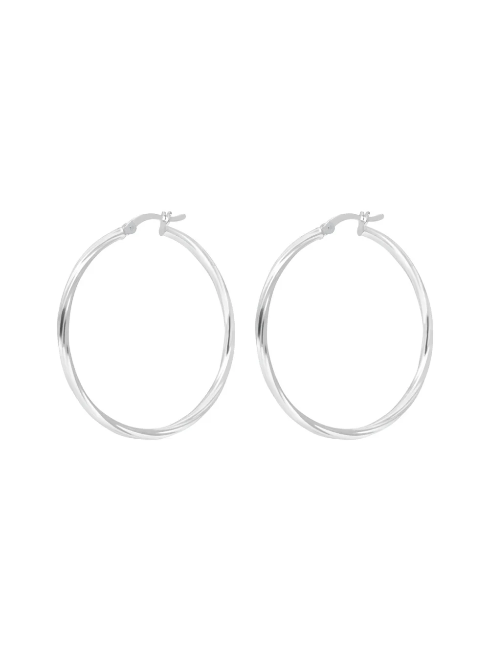 William May Sterling Silver 40mm Twist Hoop Creole Earrings