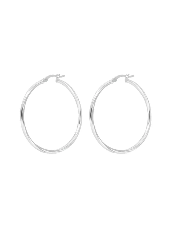 William May Sterling Silver 40mm Twist Hoop Creole Earrings