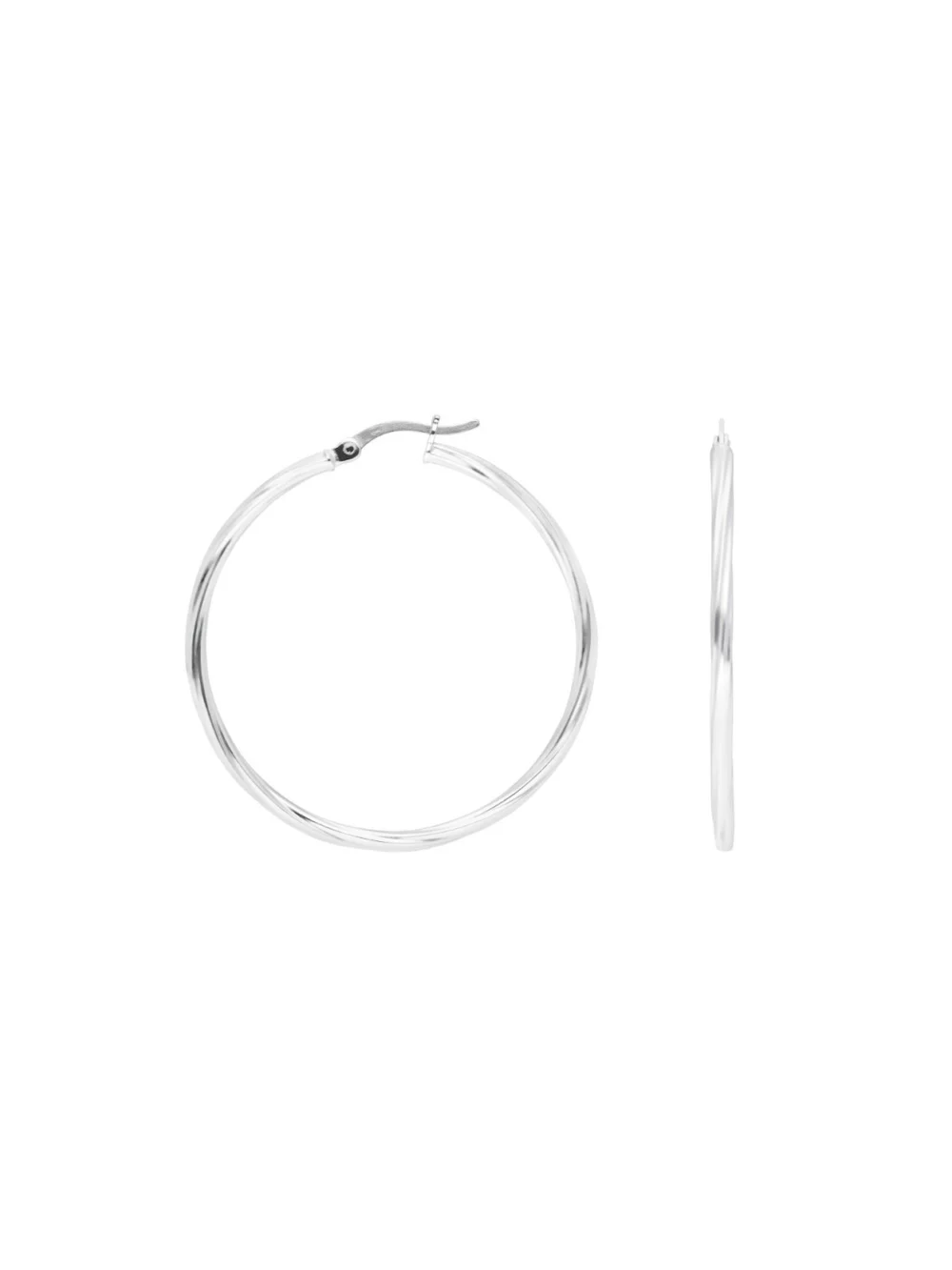 William May Sterling Silver 40mm Twist Hoop Creole Earrings, view 2