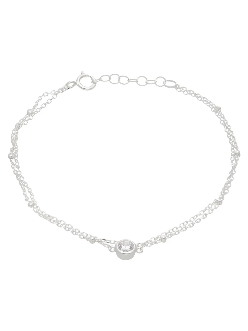 William May Sterling Silver 7-7.5" Cubic Zirconia 2 Row Bracelet