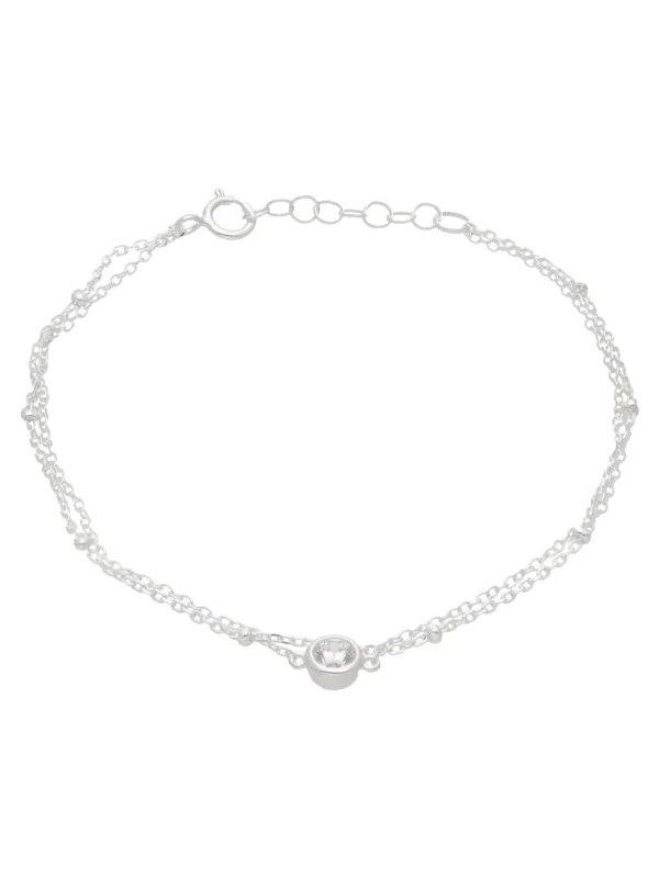 William May Sterling Silver 7-7.5" Cubic Zirconia 2 Row Bracelet