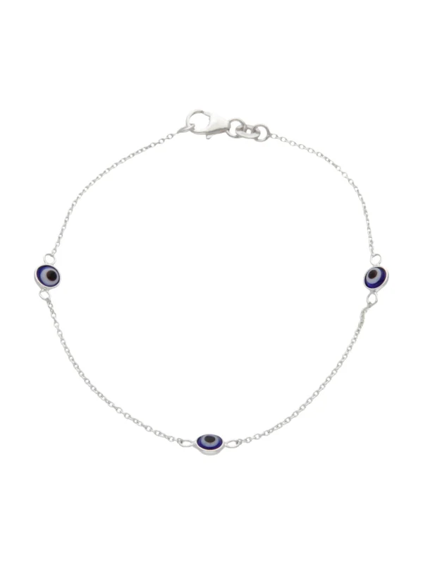 William May Sterling Silver 7" Evil Eye Bracelet