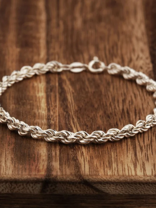 William May Sterling Silver 7 Inch Hollow Rope Twist Bracelet