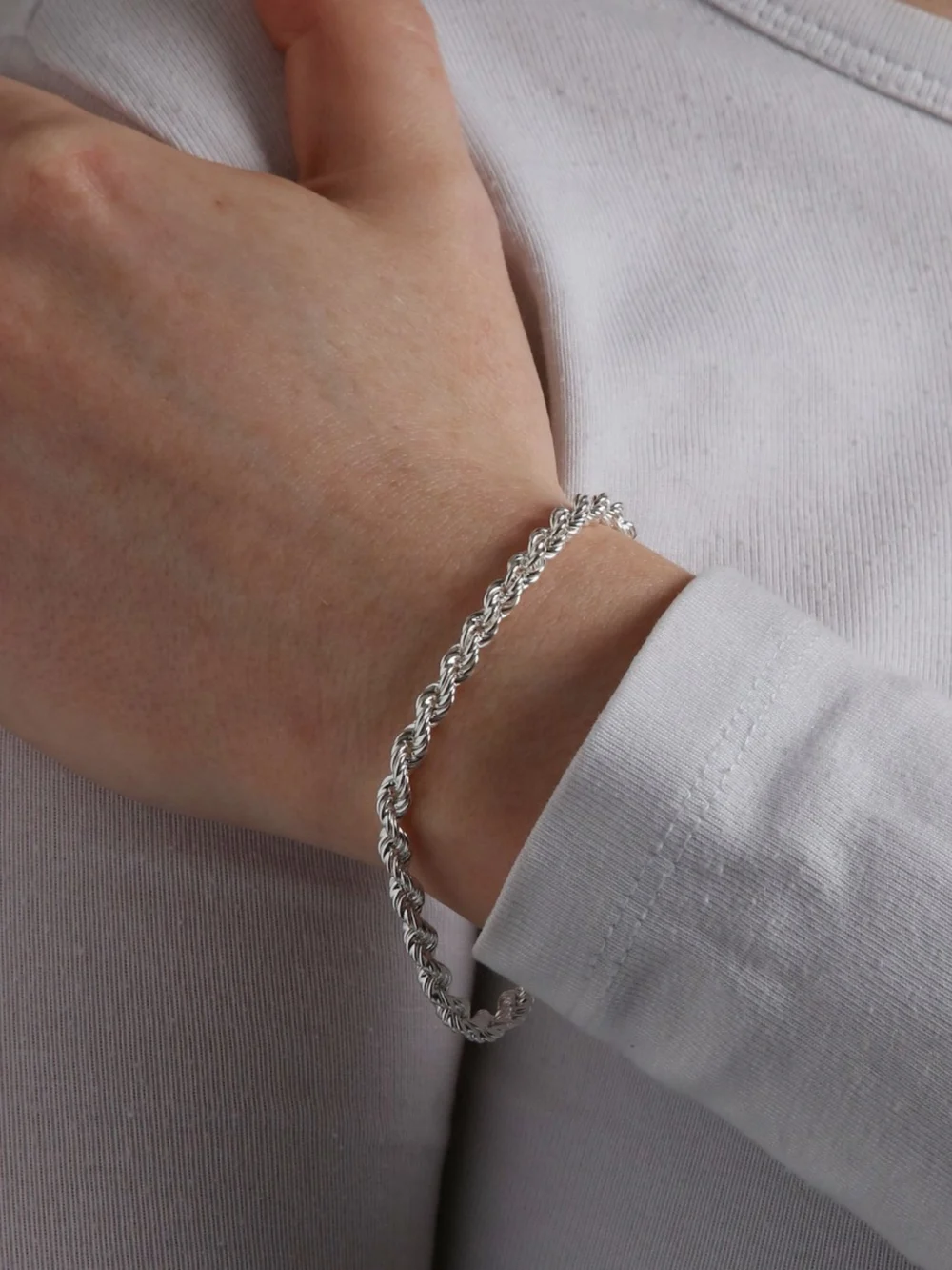 William May Sterling Silver 7 Inch Hollow Rope Twist Bracelet, view 2