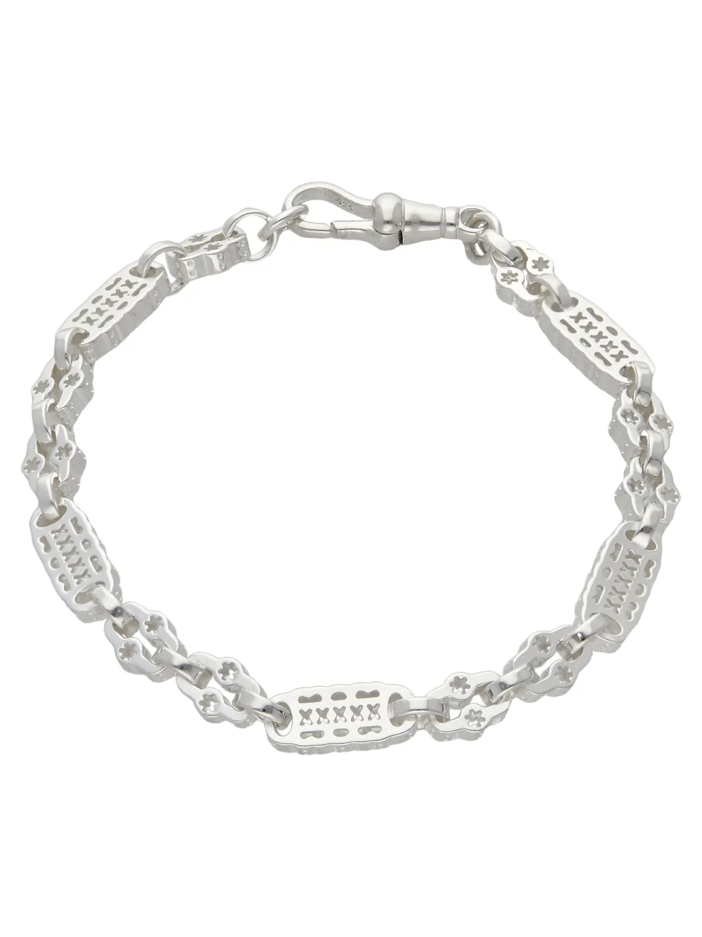 William May Sterling Silver 7" Stars & Bars Link Bracelet