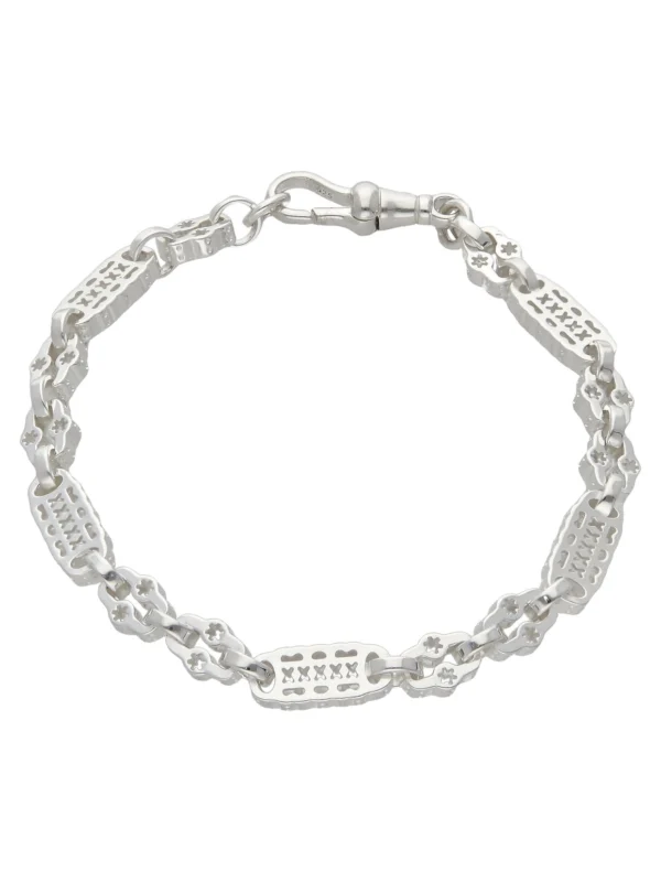 William May Sterling Silver 7" Stars & Bars Link Bracelet