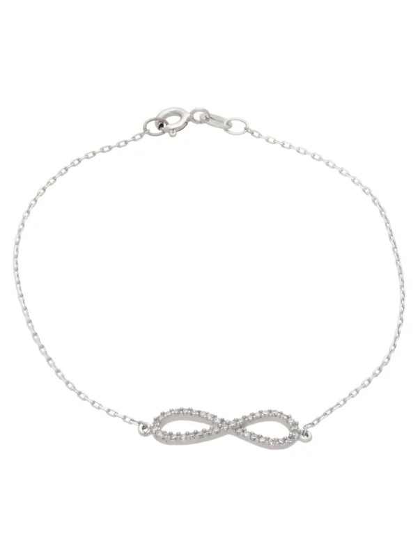 William May Sterling Silver 7.25" Cubic Zirconia Infinity Bracelet