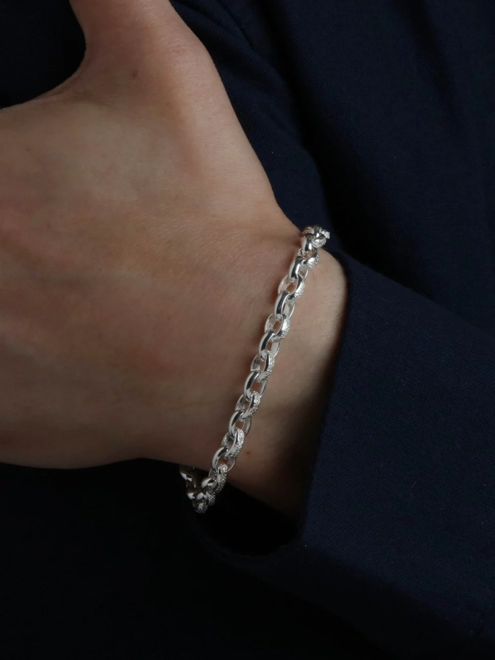 William May Sterling Silver 7.5" Cubic Zirconia Oval Belcher Bracelet, view 2