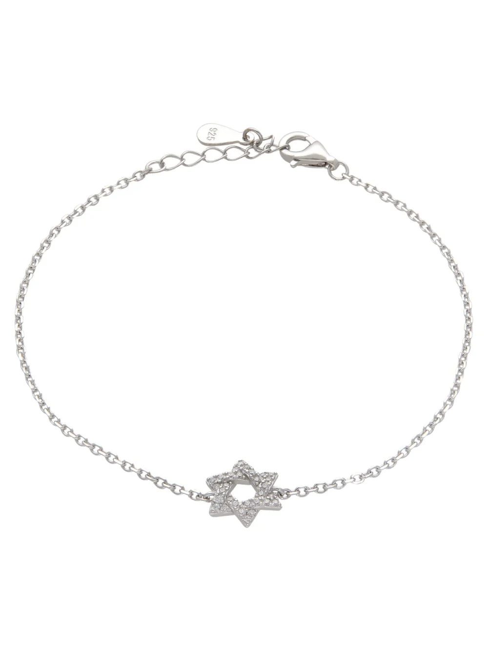William May Sterling Silver 7.5" Cubic Zirconia Star of David Bracelet