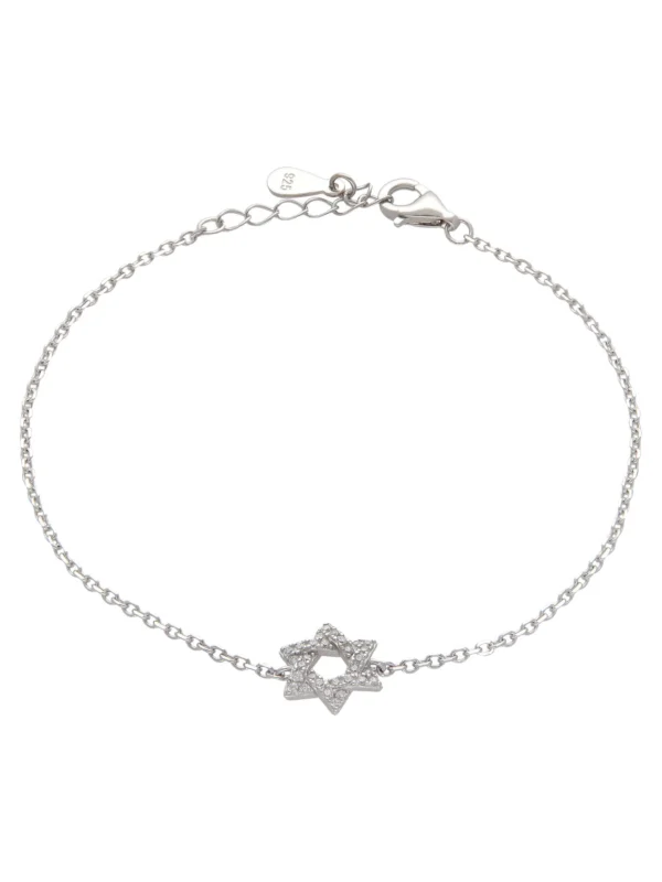 William May Sterling Silver 7.5" Cubic Zirconia Star of David Bracelet