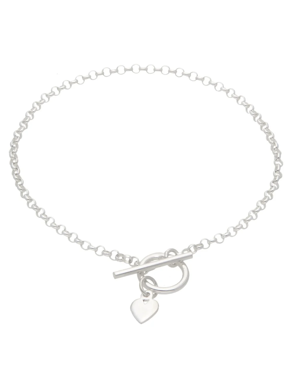 William May Sterling Silver 7.5" Heart & T-Bar Lariat Bracelet, view 3