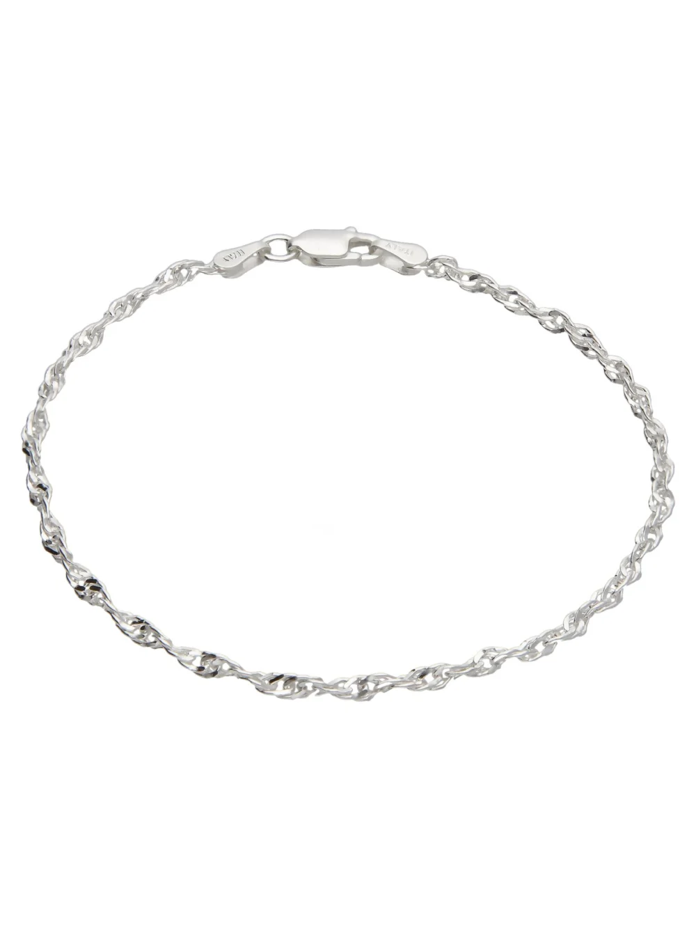 William May Sterling Silver 7.5" Singapore Twist Link Ladies Bracelet