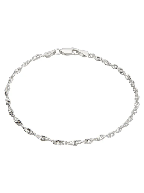 William May Sterling Silver 7.5" Singapore Twist Link Ladies Bracelet