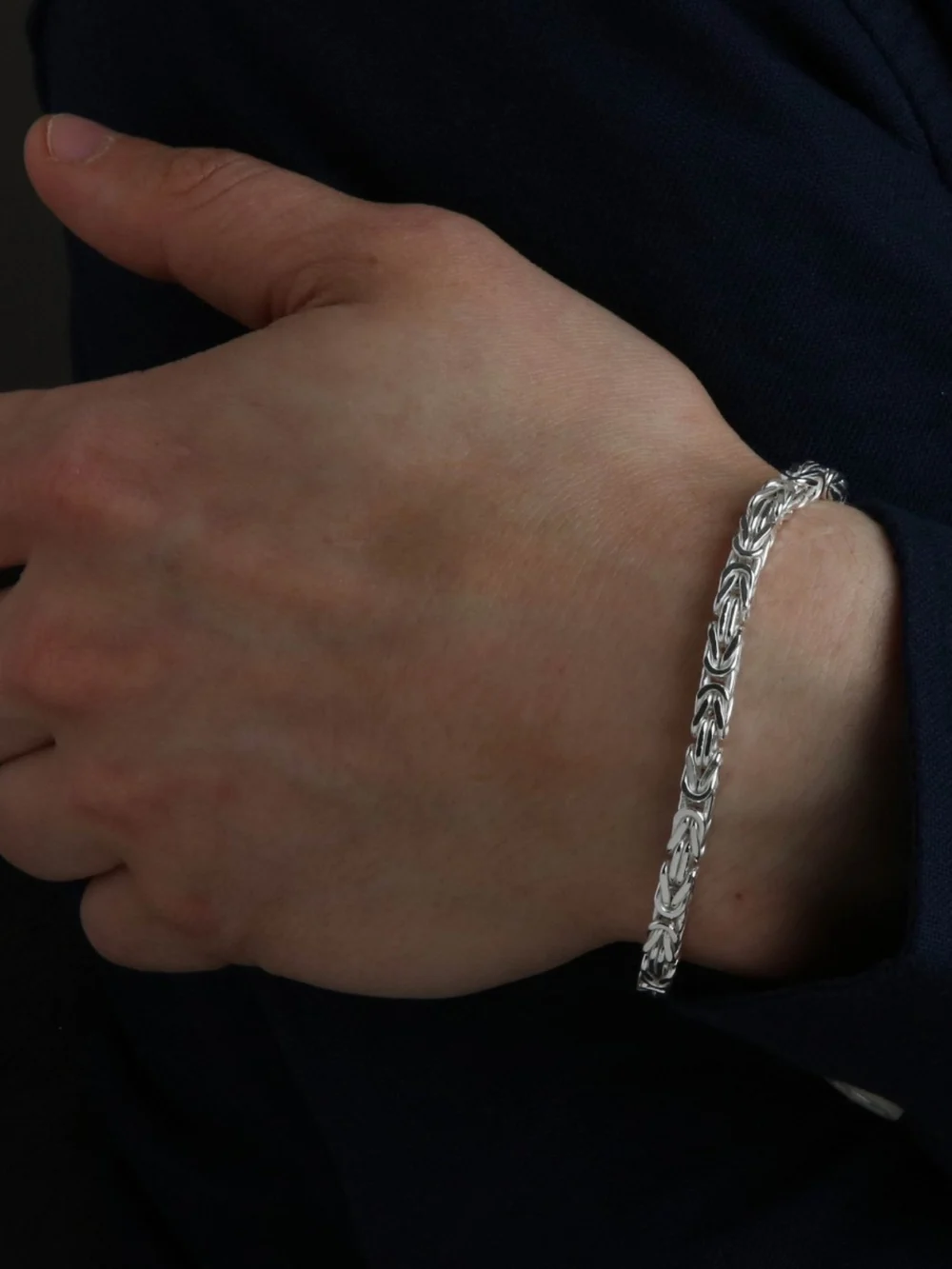 William May Sterling Silver 7.5" Square Byzantine Link Bracelet 18G, view 2