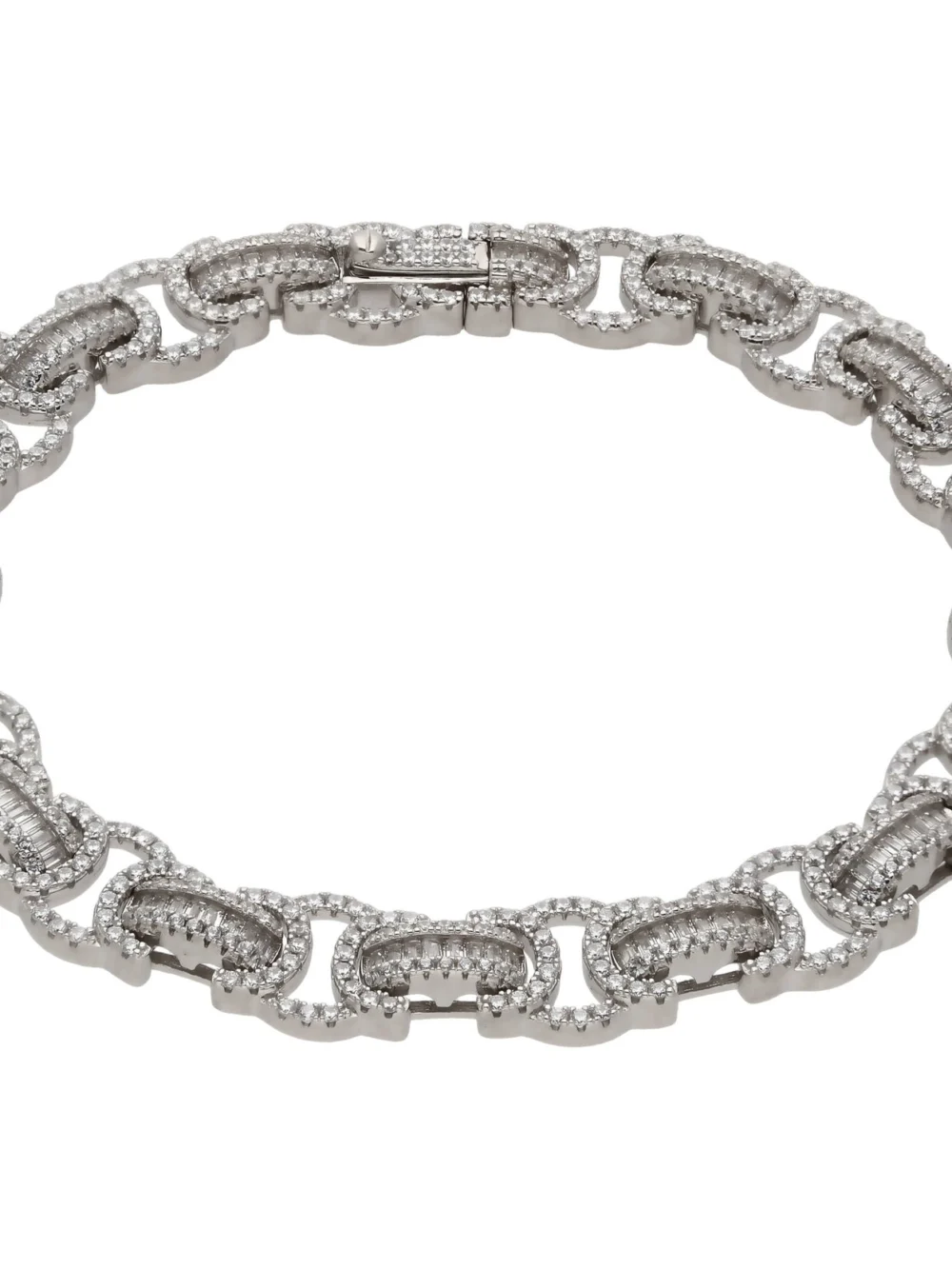 William May Sterling Silver 8.5" Cubic Zirconia Byzantine Link Bracelet