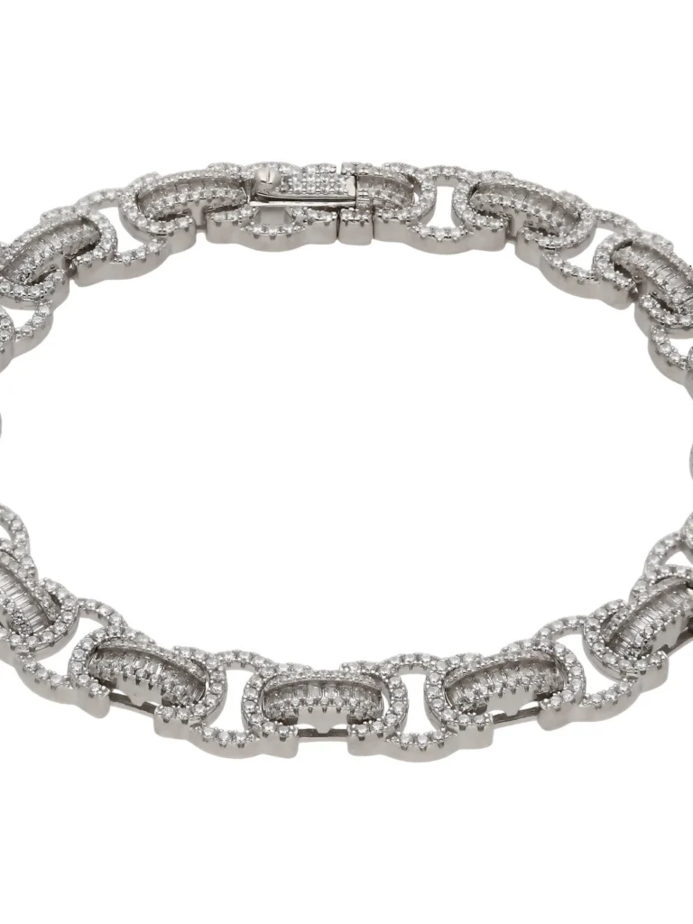 William May Sterling Silver 8.5" Cubic Zirconia Byzantine Link Bracelet