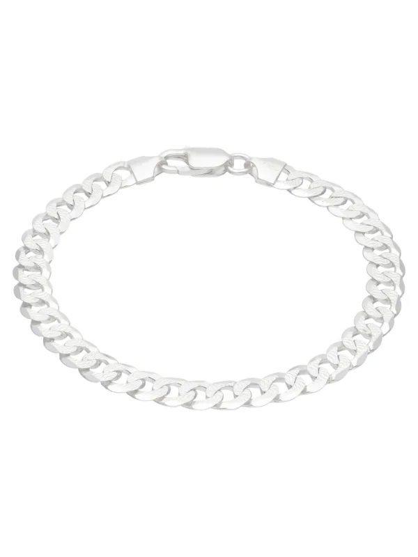 William May Sterling Silver 8.5" Patterned Curb Link Bracelet