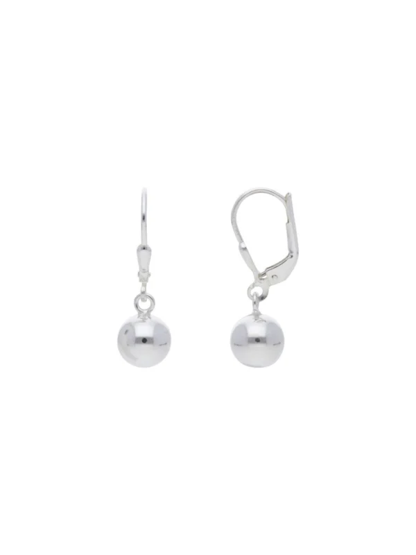 William May Sterling Silver 8mm Ball Drop Earrings with Leverback Wires
