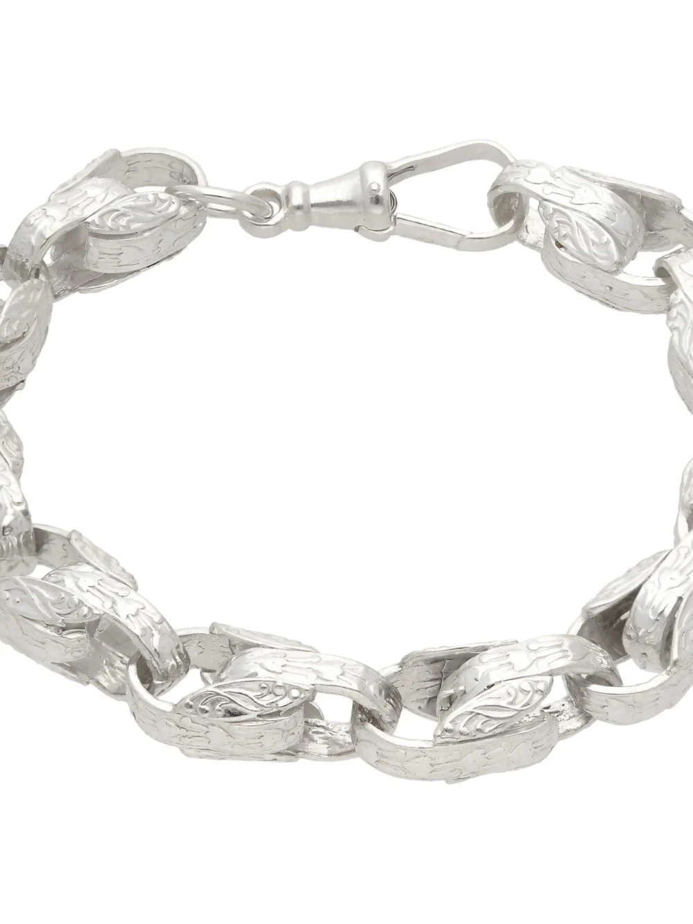 William May Sterling Silver 9" Patterned Tulip Link Bracelet