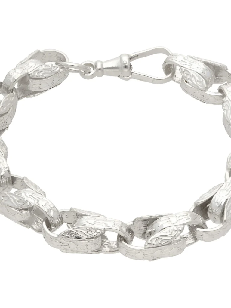 William May Sterling Silver 9" Patterned Tulip Link Bracelet
