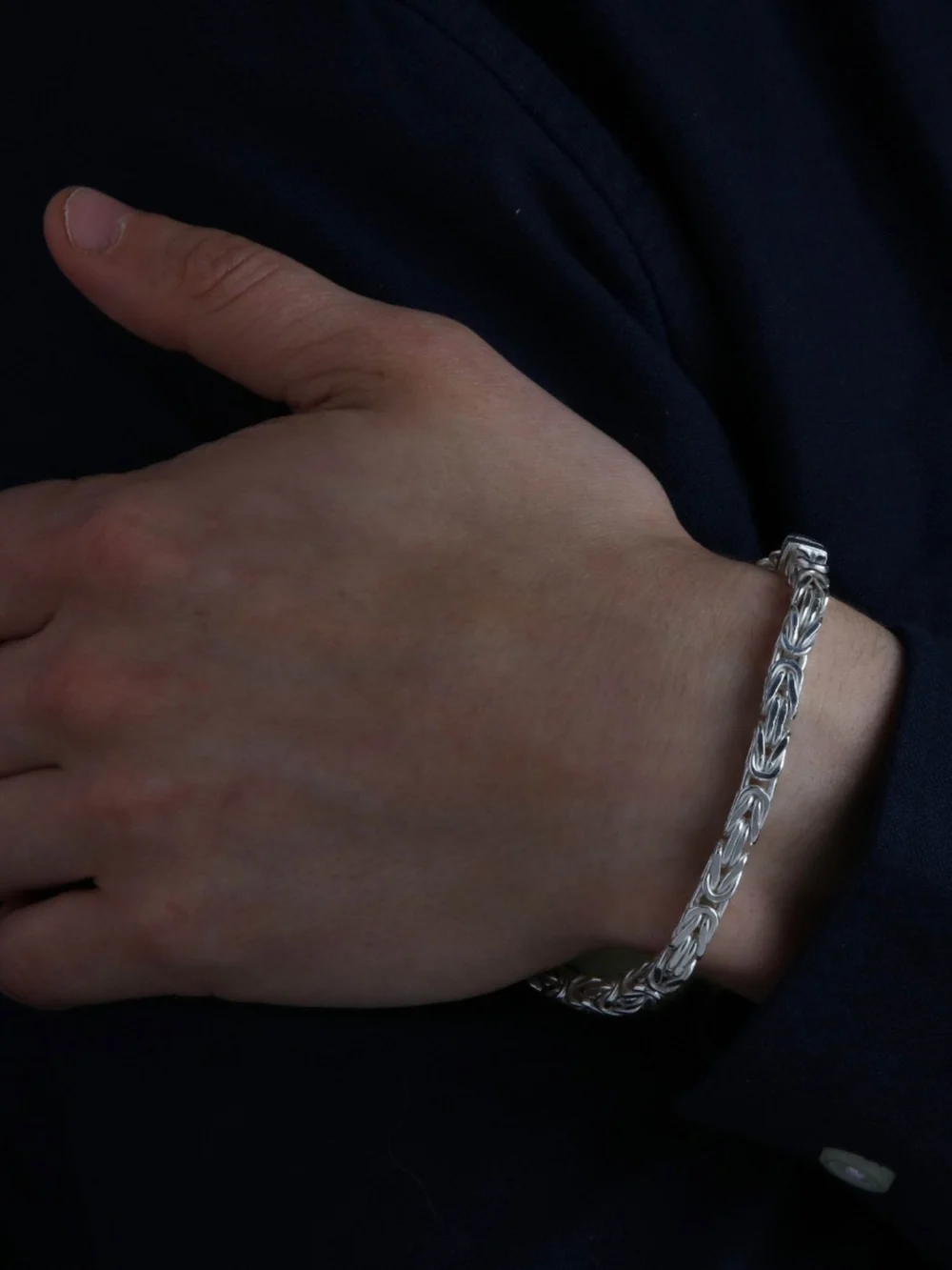 William May Sterling Silver 9" Square Byzantine Link Bracelet 33G, view 2