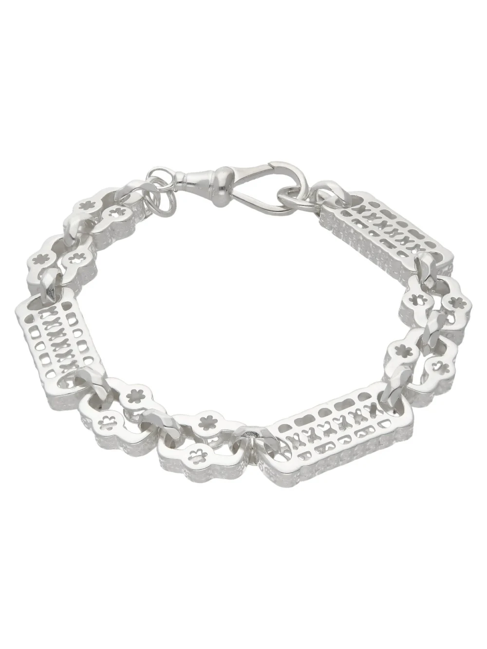 William May Sterling Silver 9" Stars & Bars Link Bracelet