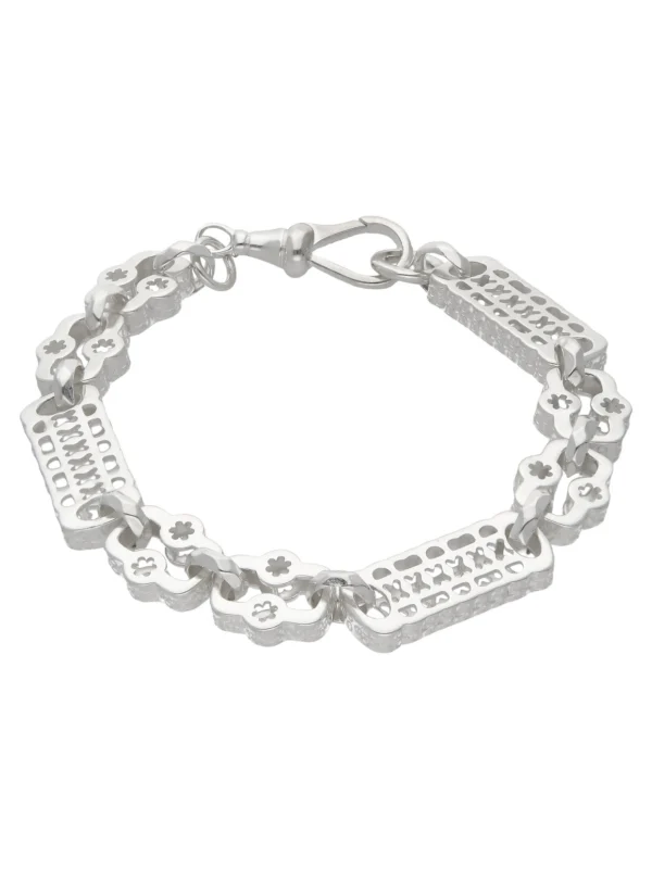William May Sterling Silver 9" Stars & Bars Link Bracelet
