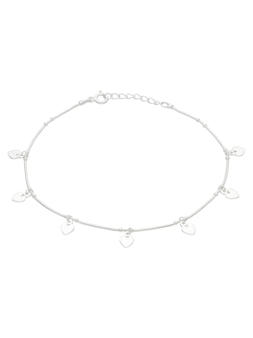 William May Sterling Silver Adjustable 8.5" - 9.5" Drop Heart Anklet