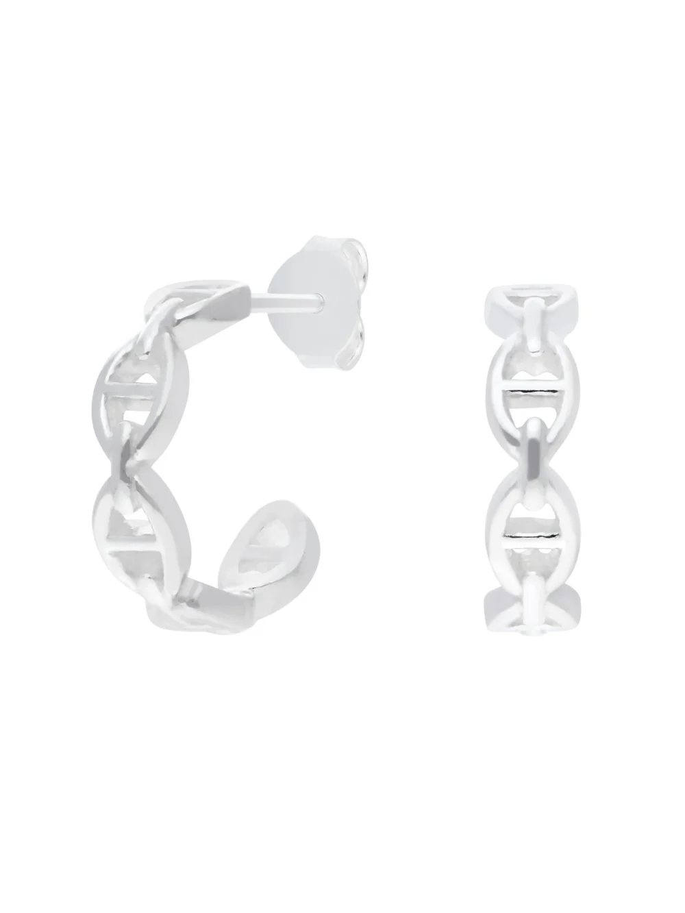 William May Sterling Silver Anchot/Anchor Link Hoop Earroings