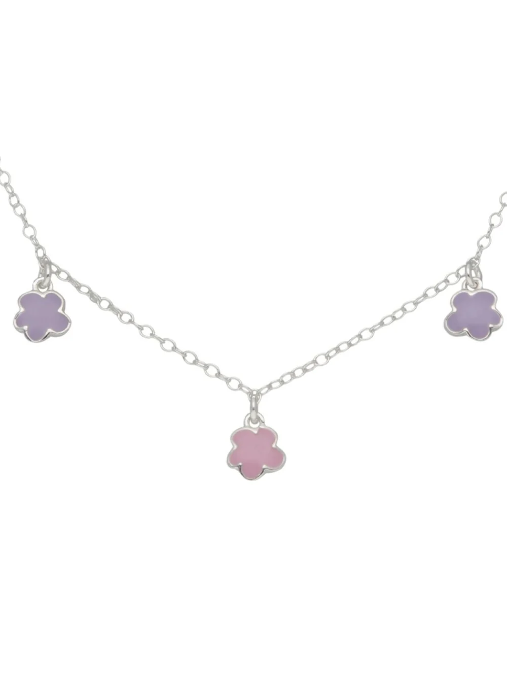 William May Sterling Silver & Enamel Childs 14" Flower Necklace