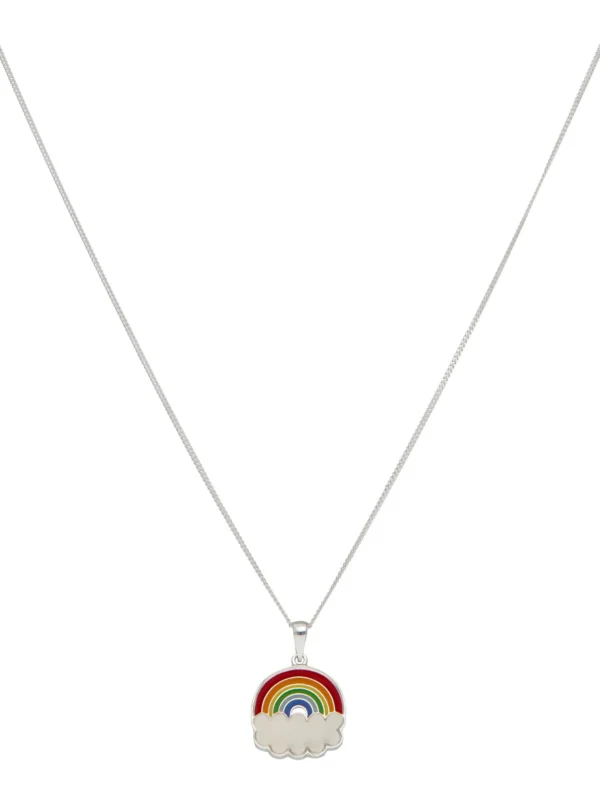 William May Sterling Silver & Enamel Rainbow Pendant & 16" Necklace