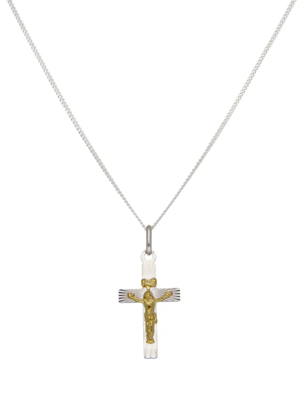 William May Sterling Silver & Gold Plated Crucifix & 18" Necklace