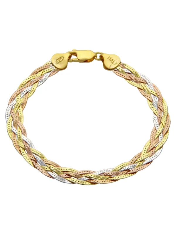 William May Sterling Silver & Gold Plated Woven Herringbone Bracelet