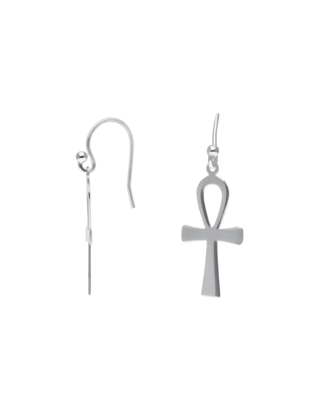William May Sterling Silver Ankh Cross Drop Earrings, view 2